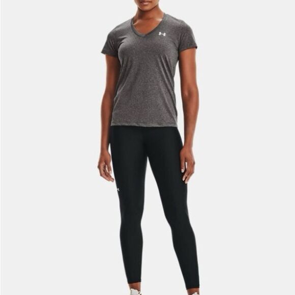 Under‎ Armour Loose V-Neck Tee Shirt Carbon Heather/Metallic Silver M NWT IN PKG - Picture 3 of 7